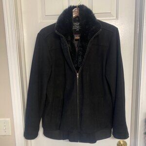 Manzini - Size S - Men's Italian made Winter Jacket in black, Faux Fur Collar